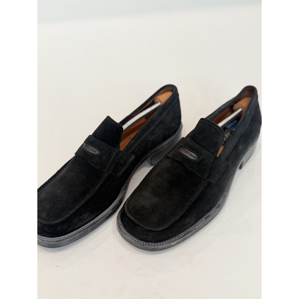 VINTAGE Kenneth Cole Black LEATHER Suede 1989 Loafers Slip-On Shoes 9.5 Men's